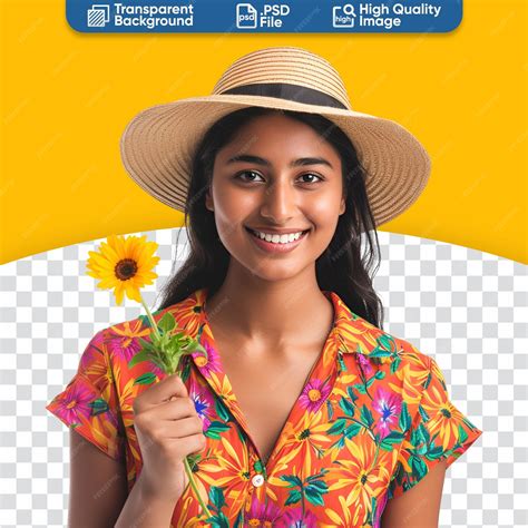 Premium PSD | Ready for spring portrait of a smiley young indian latina