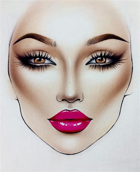 Makeup Face Drawing at PaintingValley.com | Explore collection of ...