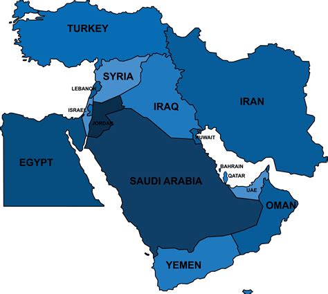 blue middle east map  white background vector illustration
