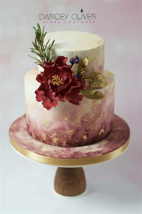 Elegant Maroon Wedding Cake