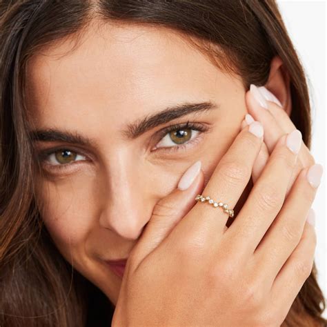 14K Yellow Gold Bezel Set Diamond Bubble Ring-81034y14