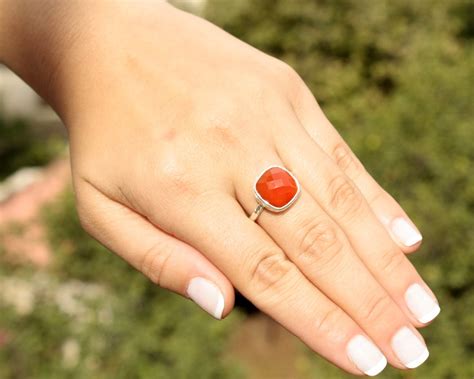 Red Onyx Gemstone Ring Red Onyx 18K Vermeil Gold Ring Red | Etsy