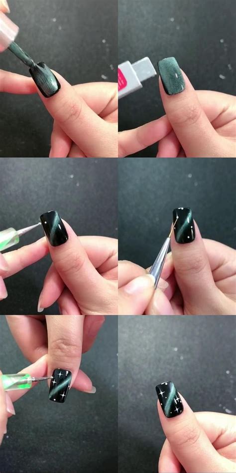 DIY Simple Cat Eyes Nail Art | Eye nail art, Cat eye nails, Nail art ...