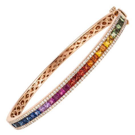 FRENCH ANTIQUE 18k Rose Gold, Rose Cut Diamond and Sapphire Bangle