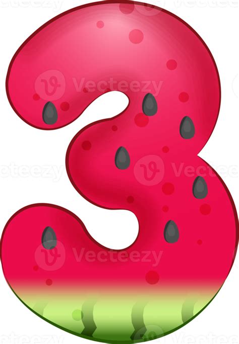 Watermelon Number 3 18824799 PNG