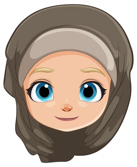 Иллюстрация улыбающейся девушки с хиджабом | Премиум векторы