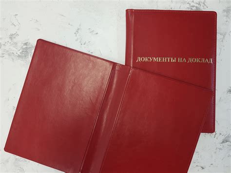Папка Документы на доклад. красная кожаная папка А4