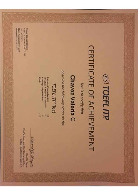 TOEFL CERTIFICATE | PDF