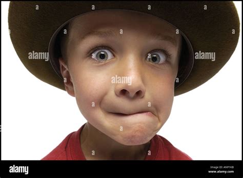 portrait   boy making  face stock photo alamy