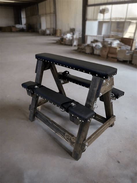 Adjustable Natural Wood Spanking Bench – Handcrafted BDSM Furniture