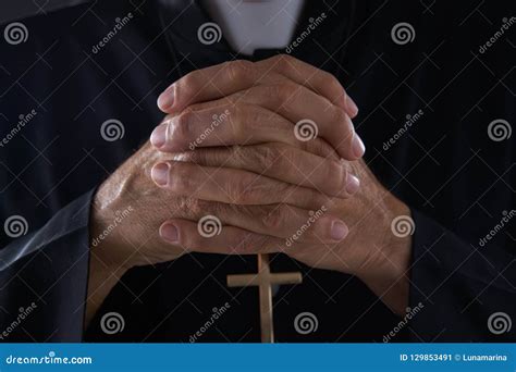 Praying Hands Priest Portrait of Male Stock Image - Image of church, hands: 129853491