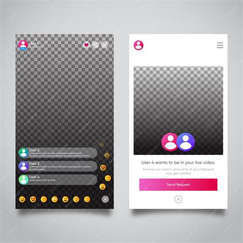 라이브 스트림 인스 타 그램 인터페이스 | 무료 벡터