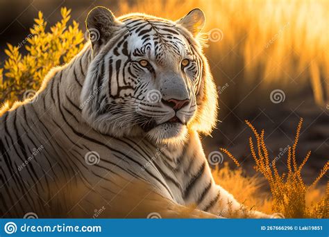 Portrait of a Wild White Tiger in Natural Habitat Stock Photo - Image ...