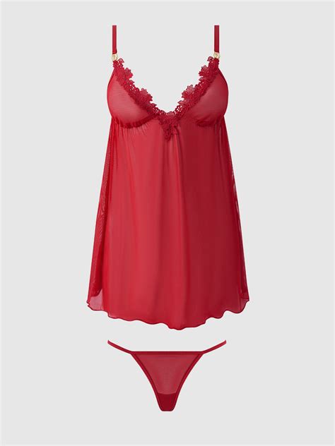ASHLEY ALEXISS LACE & MESH BABYDOLL & G-STRING SET – House of Desire