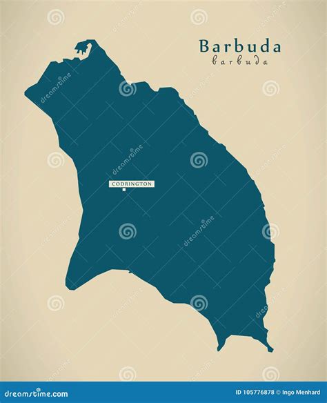 modern map barbuda ag stock illustration illustration  codrington