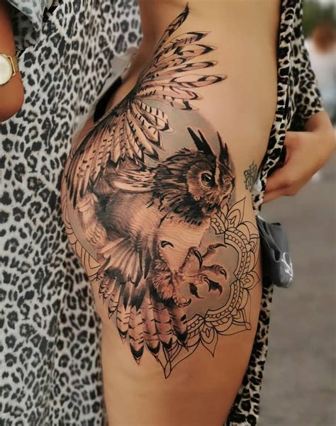 Owl & Mandala Hip | Best Tattoo Ideas For Men & Women