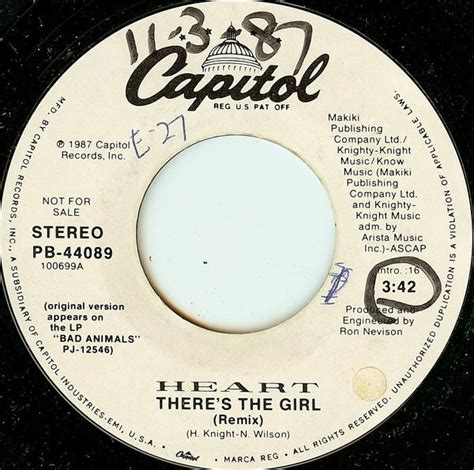 Heart - There's The Girl (1987, Vinyl) | Discogs
