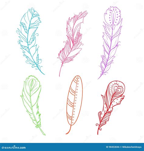 Feathers. Design Zentangle stock vector. Illustration of bird - 98453046
