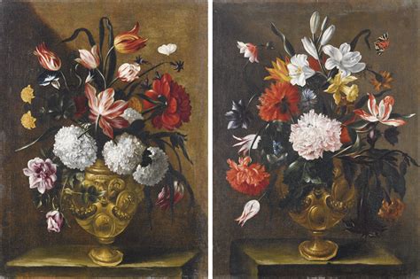 Tommaso Salini ? (Roma c. 1575-1625) , Vaso di fiori con rose, tulipani ...