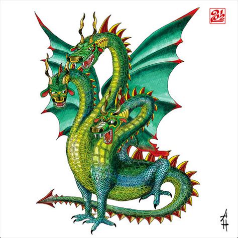 Иллюстрация Трехглавый Дракон в стиле персонажи | Illustrators.ru