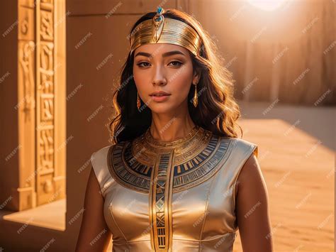 Beautiful Egyptian queen against the backdrop of ancient sights