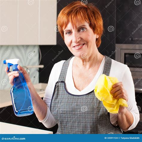 Female cleaning kitchen stock photo. Image of caucasian - 33591124