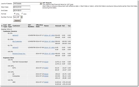 finance vat report