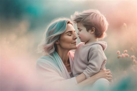 Premium AI Image | A mother and child in the nature.