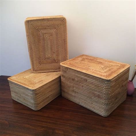 Large laundry storage basket with lid kids clothes Rattan storage boxes ...