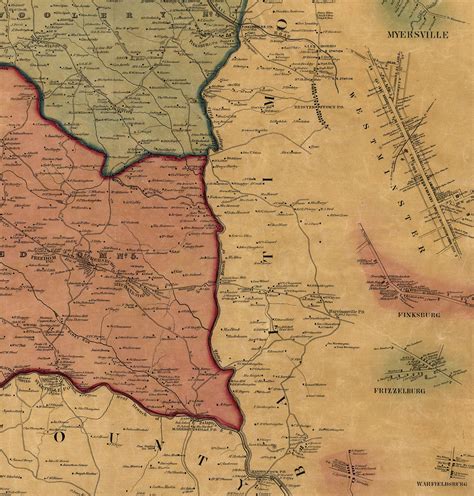 Map of Carroll County, Maryland, MD., 1862. Vintage Reproduction Print