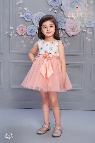 Pink Embroidered Party Wear Frock For Girls, Age Group: 1 Years To 15 ...