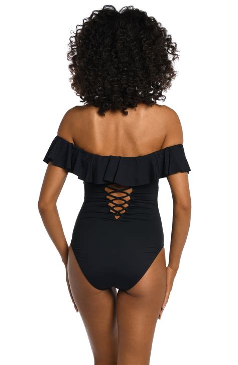 Island Goddess Off Shoulder Ruffle One Piece | La Blanca
