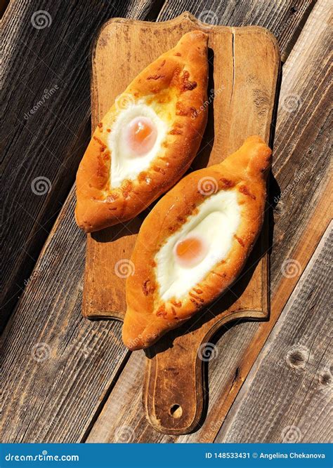 Delicious Georgian Bread with Egg and Cheese Stock Image - Image of ...