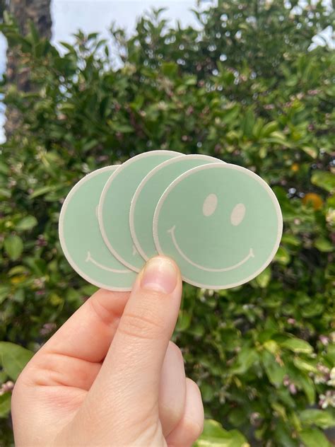 Smiley Face Sticker Green and Pink Smiley Sticker Happy Face Sticker ...