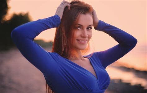 Wallpaper smile, hair, Girl, dress, shoulders, Vyacheslav Ivakhnenko ...