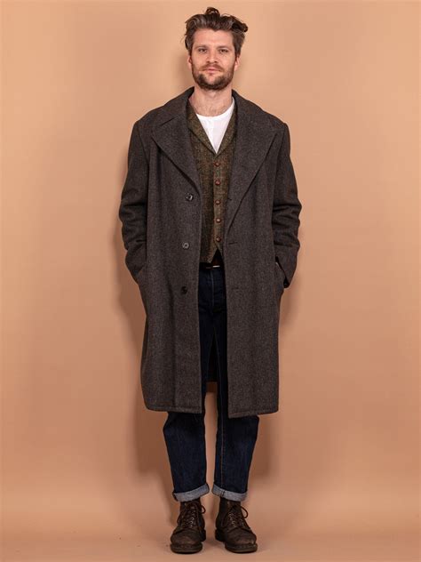 Online Vintage Store | 70's Men Heavy Wool Coat in Grey | Northern Grip