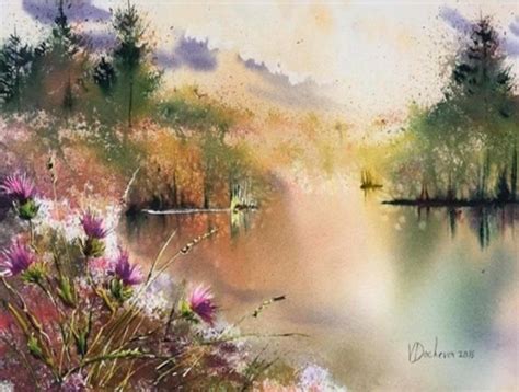 Pin by Елена Плахотникова on Это чудо - акварель! | Landscape paintings ...