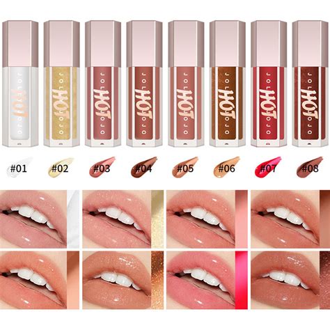 JOLLYJOJO Eight-color Transparent Lip Gloss Moisturizing Mirror Lip ...