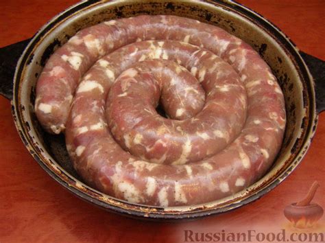 Рецепт: Жареная домашняя колбаса на RussianFood.com