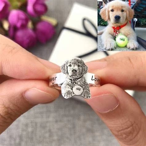 Custom Pet Photo Ring Adjustable, Dog Picture Ring, Personalized Cat