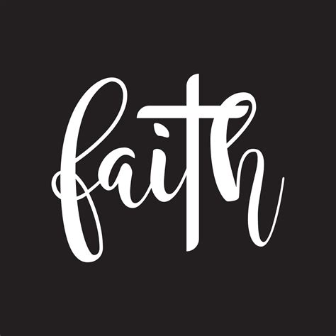 Faith Vector, calligraphy lettering text in cross shape.Christianity