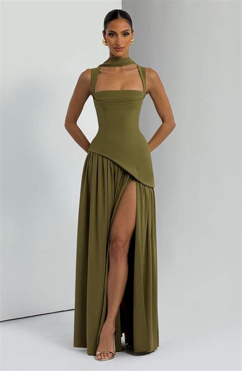 Green Maxi Dress - Tullulah Maxi Dress - Deep Olive | Babyboo Fashion