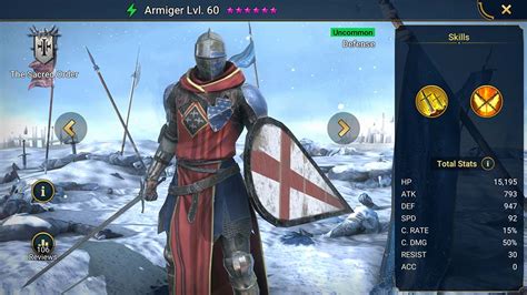 armiger raid shadow legends info skills equipment mastery guide