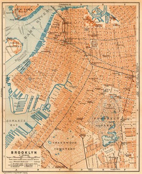 Brooklyn Map Old Map of Brooklyn Fine Reproduction on Paper or Cavnas ...