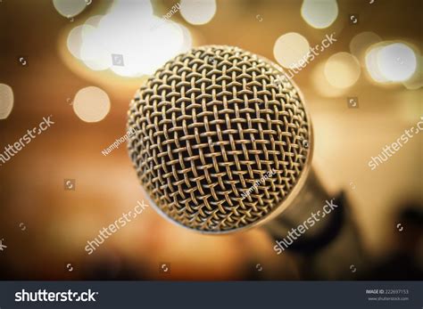 Close Microphone Concert Hall Conference Room Stock Photo 222697153 ...