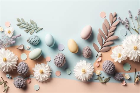 Premium AI Image | Minimalist modern Easter background with flowers and ...