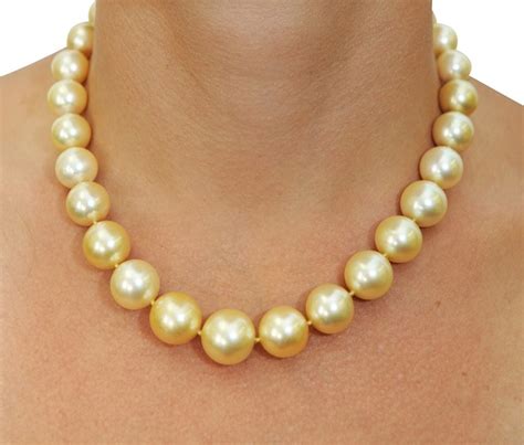 13-15mm Golden South Sea Pearl Necklace - AAA Quality