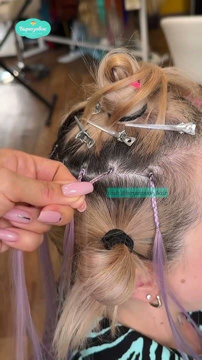 Цветные прядки, точечное наращивание волос, капсулы, наращивание волос ...