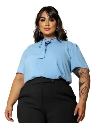 Blusa Feminina Social Chique Plus Size - Blusa Social Feminina Plus Size Laço Elegante | Frete grátis