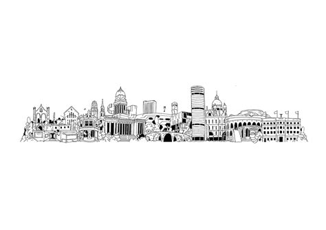 Leeds City Skyline Hand-drawn Illustration A3 Art Print free UK ...